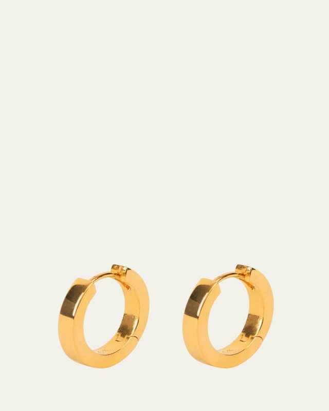 Smooth Gold Huggie Hoop Earrings, Medium